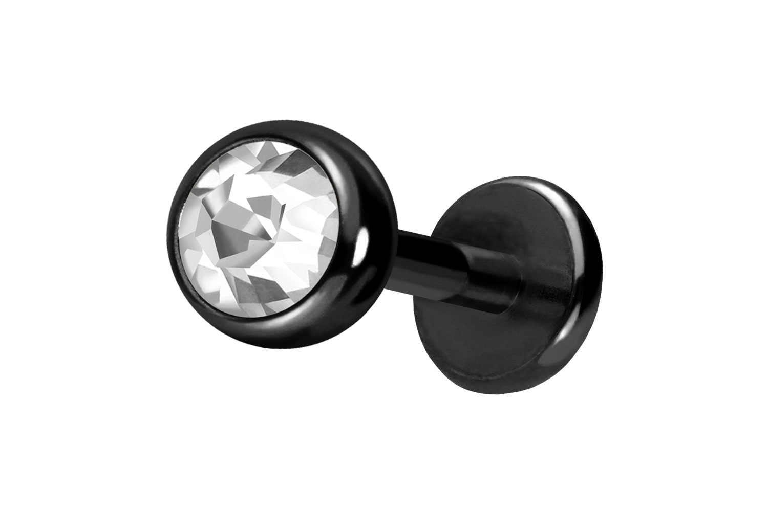 Titan Labret Piercing mit Push Fit KRISTALL